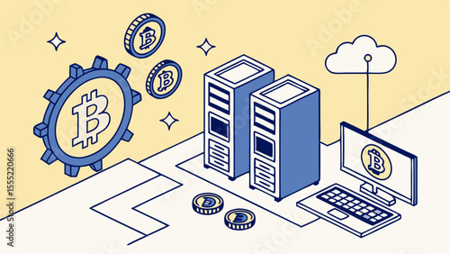 Bitcoin Mining Servers Cryptocurrency and Cloud Computing.