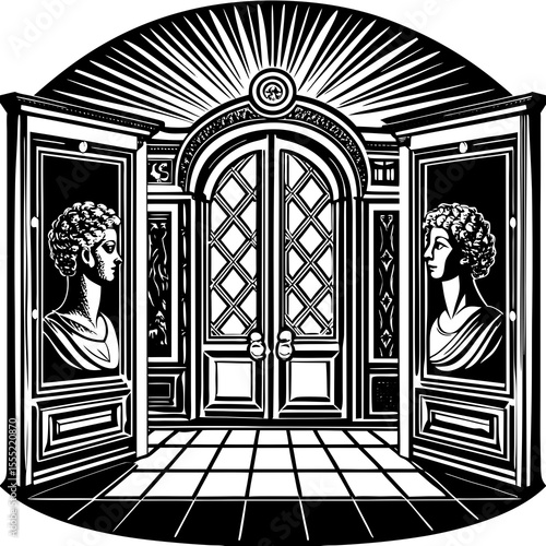black and white doors