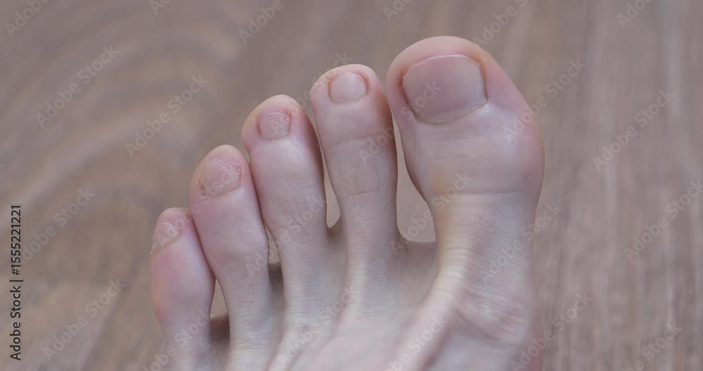 Foot of adult man. Beautiful male foot. Nails are neatly trimmed. Man ...