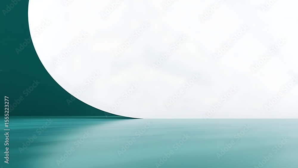 Fototapeta premium Teal curve meets tranquil water abstract background