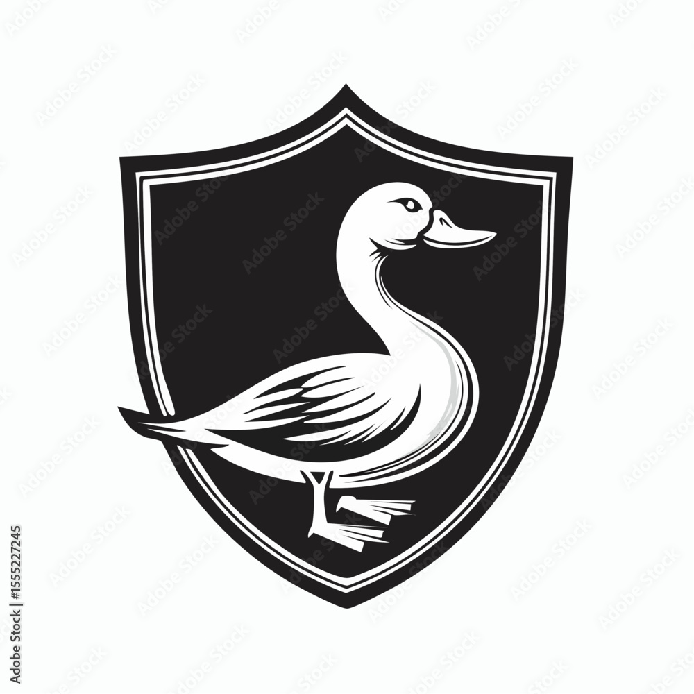 Fototapeta premium Duck Shield Logo Stock Vector on on white background.