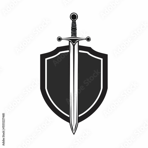 Knight sword shield logo image vector. Medieval Knight Sword Shield Mascot Stock Illustrations