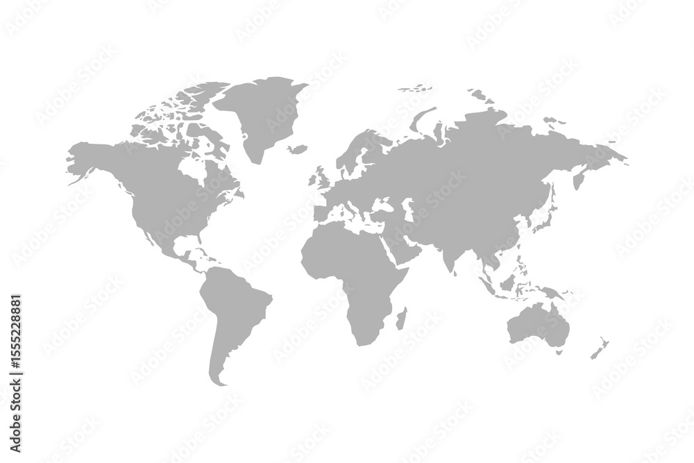 Fototapeta premium World Map, Detailed Global View of Continents and Countries