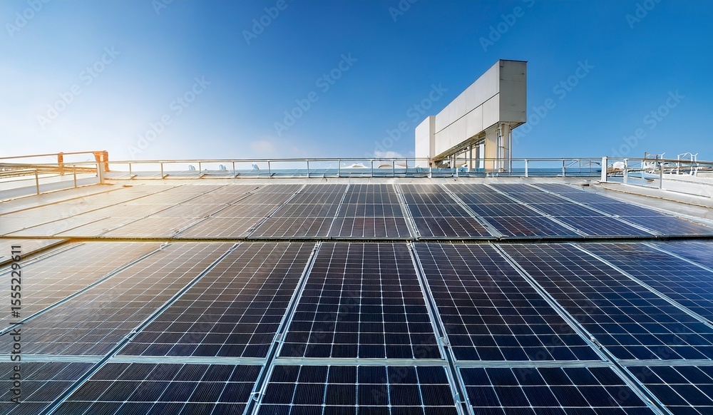 Obraz premium Rooftop Solar Panel Installation Clean Energy Solution for Sustainable Buildings