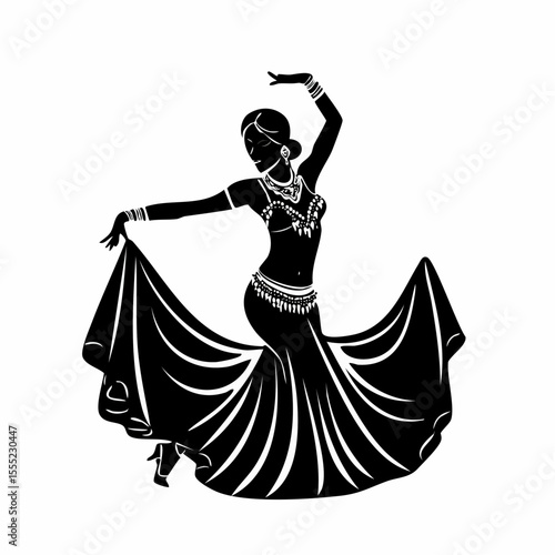 black silhouette belly dancer dancing gracefully clip art preview