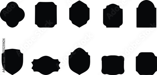 Rounded geometric silhouette icons of classic badge and shape designs for label, emblem, and branding usage