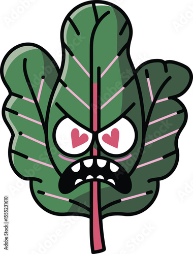 Angry chard leaf with hearts green