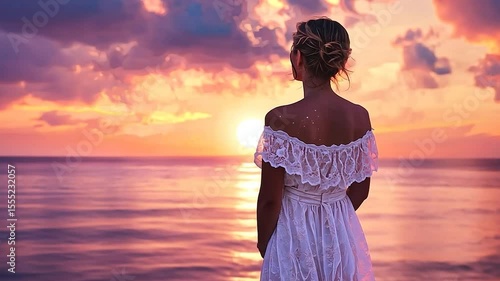 Woman sunset beach