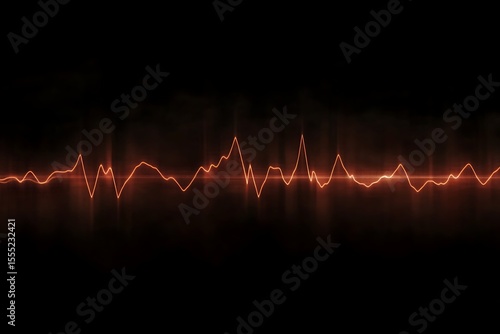 Vibrant orange sound wave graphic with subtle glowing effects on black background