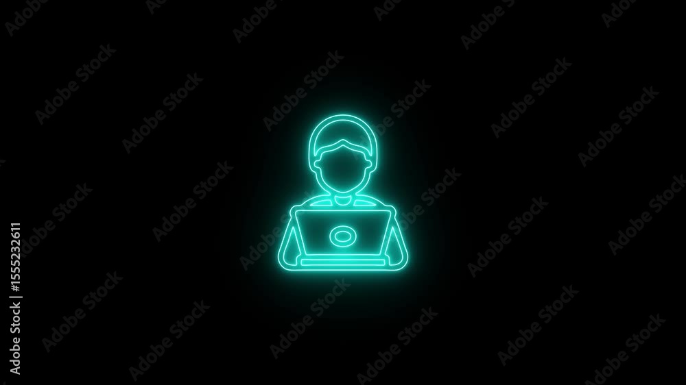 Computer Icon Neon Animation, Glowing Futuristic Tech Symbol for Digital and Social Media Projects Computer Icon Neon Animation, Glowing Futuristic Tech Symbol for Digital and Social Media Projects