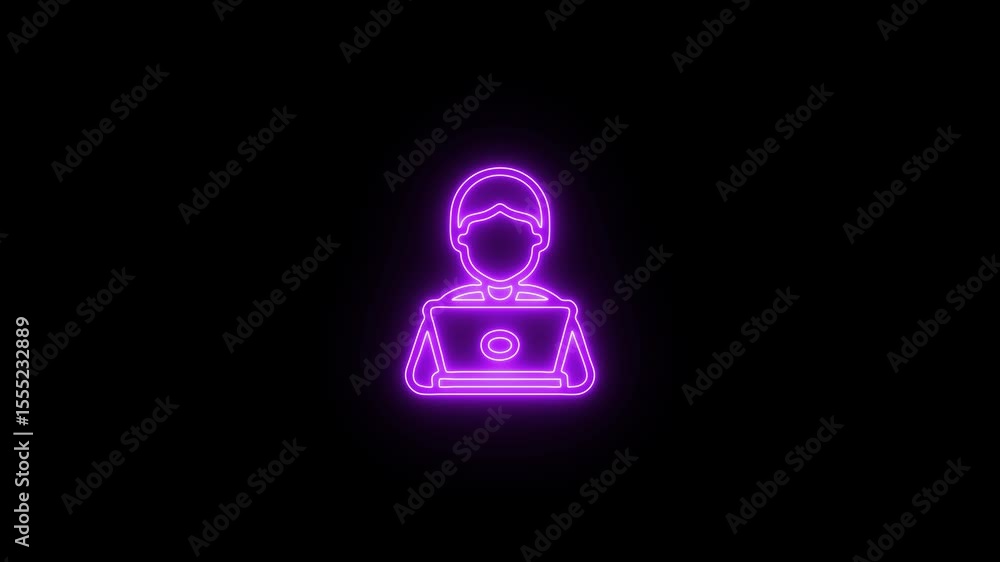 Computer Icon Neon Animation, Glowing Futuristic Tech Symbol for Digital and Social Media Projects Computer Icon Neon Animation, Glowing Futuristic Tech Symbol for Digital and Social Media Projects
