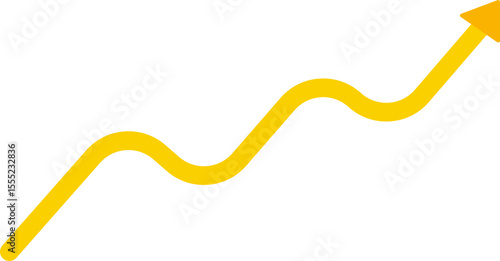 Yellow arrow moving through a wavy path to represent fluctuating flow with rhythmic directional shifts.