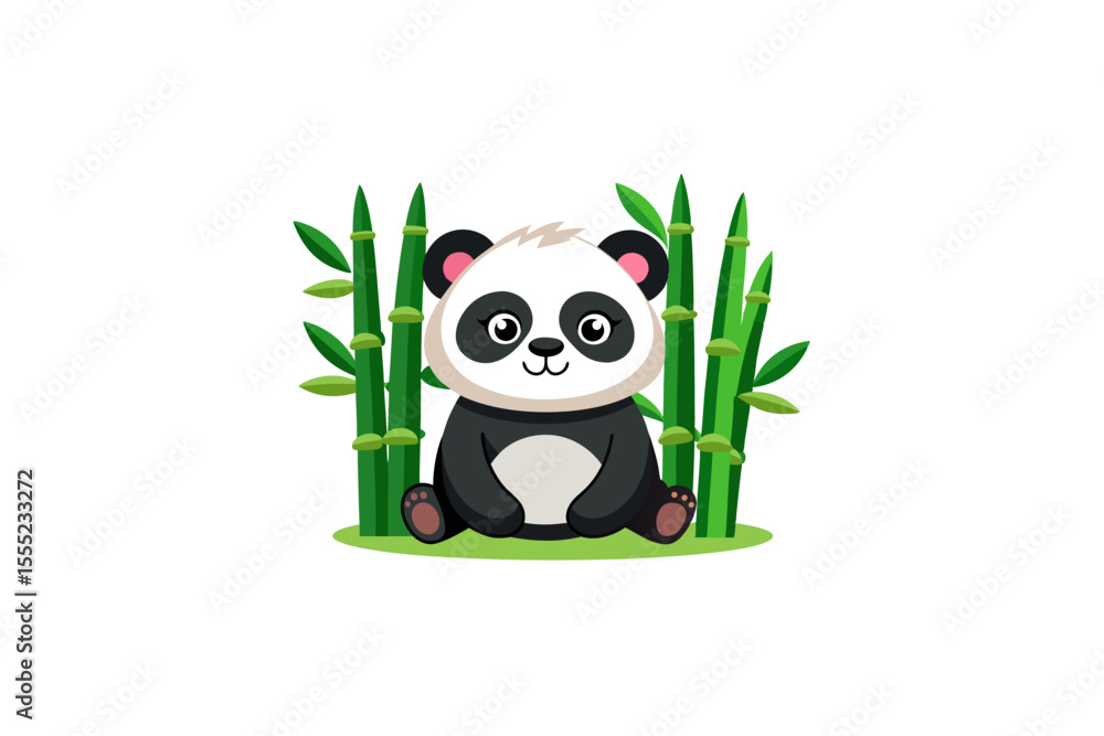 Naklejka premium panda with bamboo