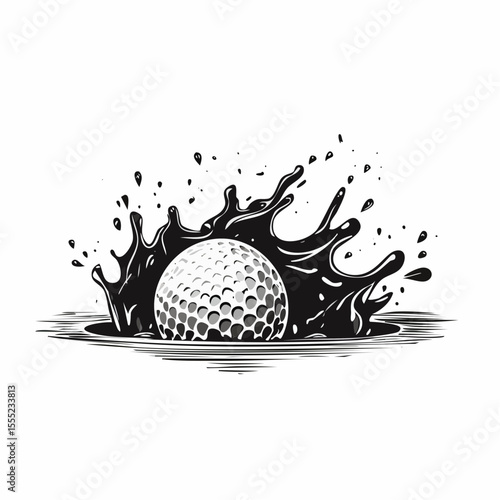 Golf Bunker Shot Images. Golf ball bunker shot sand splash vector isolated on white background.
