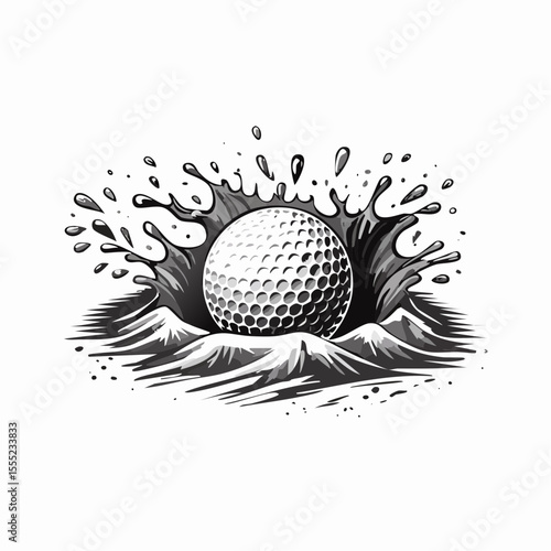 Golf Bunker Shot Images. Golf ball bunker shot sand splash vector isolated on white background.