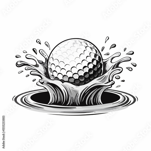 Golf Bunker Shot Images. Golf ball bunker shot sand splash vector isolated on white background.