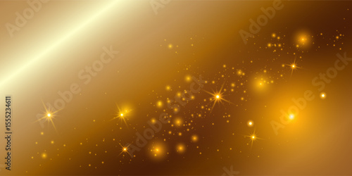 Soft golden glow with star sparkles and light particles on a warm gradient background. A dreamy and festive abstract scene perfect for celebration, holiday overlays, or elegant decoration.