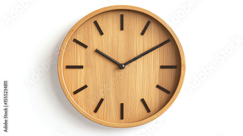 Wallpaper Mural Wall clock with wooden frame and minimalist face, interior accessory, isolated on white background Torontodigital.ca