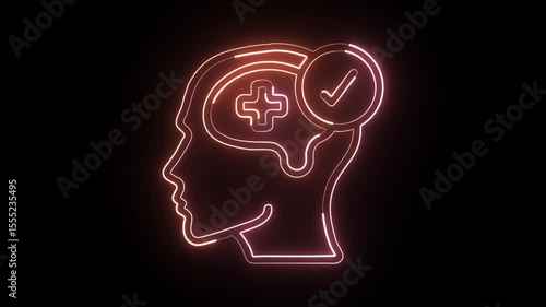 Wallpaper Mural Glowing neon line mental health icon with pulse animation. Mental health symbol animation HD video isolated on black background.

 Torontodigital.ca