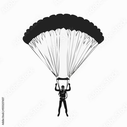 Sky Diving Sport Vector image. Parachuting sky diving sky jump vector silhouette isolated in white background