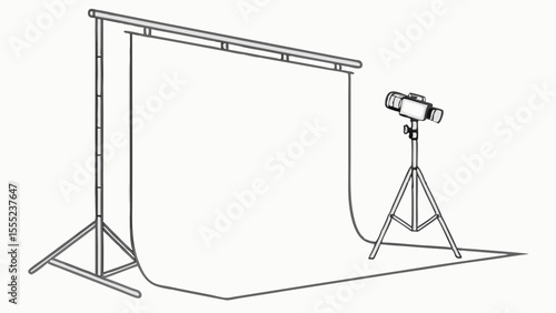 Photography Studio Setup Backdrop Lighting Stand and Flash Unit.