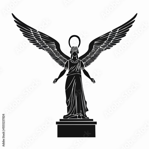 Silhouette Winged Victory Samothrace Vectors and Illustrations isolated on white background.