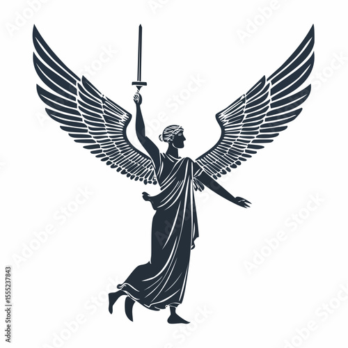 Silhouette Winged Victory Samothrace Vectors and Illustrations isolated on white background.
