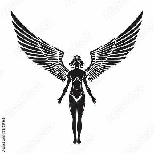 Silhouette Winged Victory Samothrace Vectors and Illustrations isolated on white background.