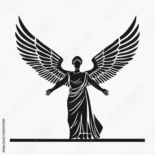 Silhouette Winged Victory Samothrace Vectors and Illustrations isolated on white background.