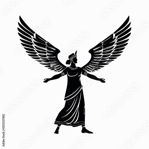 Silhouette Winged Victory Samothrace Vectors and Illustrations isolated on white background.