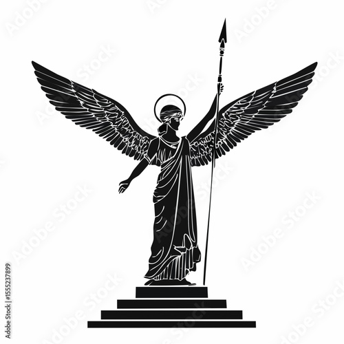 Silhouette Winged Victory Samothrace Vectors and Illustrations isolated on white background.