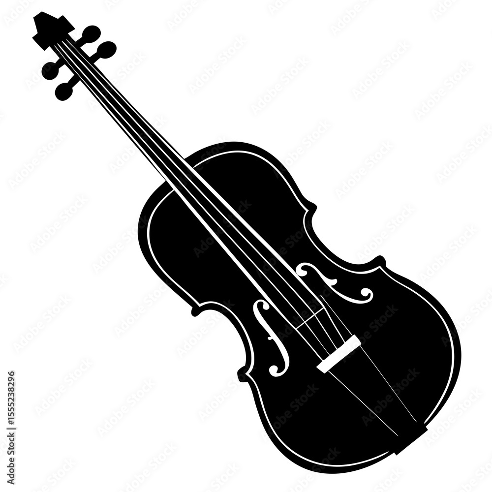 Fototapeta premium violin isolated on white silhouette 