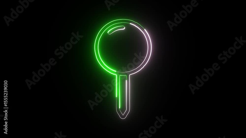 Wallpaper Mural Glowing neon line Push Pin with pulse animation. Location marker icon animation HD video isolated on black background. Torontodigital.ca