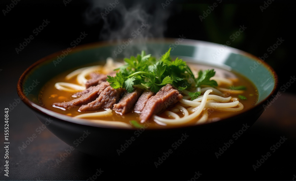 Fototapeta premium pho bowl on dark background