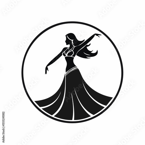 Belly Dance Logo Images vector. Black and white professional belly dancer logo design on white background.