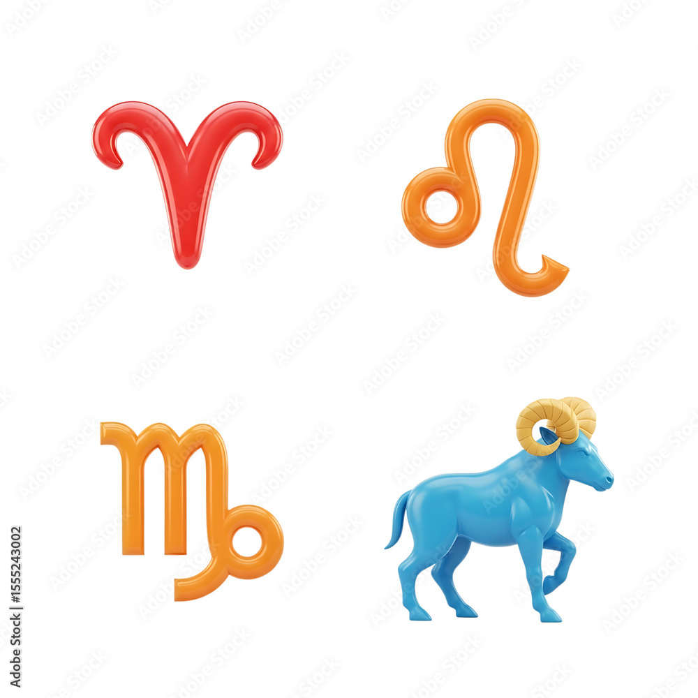 Bright colorful astrology and zodiac signs on transparent background with ram figure. Bright colorful astrology and zodiac signs on transparent background with ram figure.