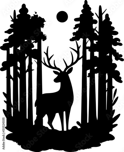 silhouettes of animals in forest