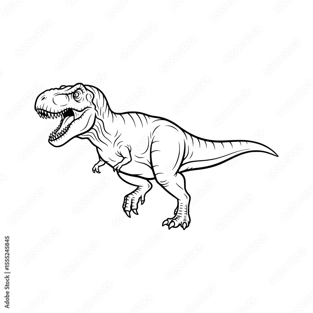 Obraz premium Realistic t-rex dinosaur in sketch style, suitable for history, science, and nature topics. Vector Illustration