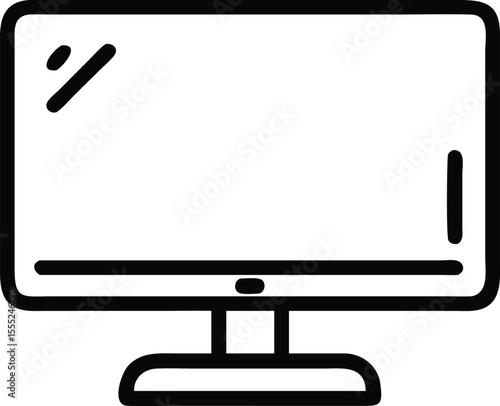 LCD computer monitor with a blank screen, a symbol of digital technology and communication