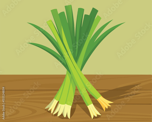 Fresh lemongrass stalks with vibrant green leaves vector art design 