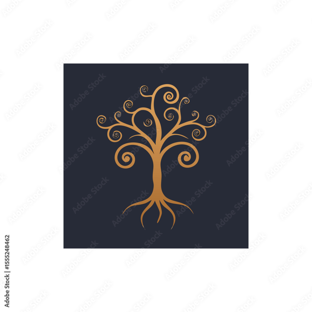 Obraz premium Intricate tree of life design with swirling roots vector art design