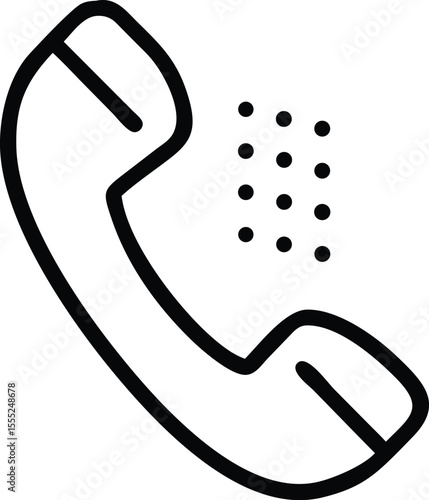 Simple Outline Icon of a Telephone Receiver Contact Us, Support, Communication, Hotline, Phone Call