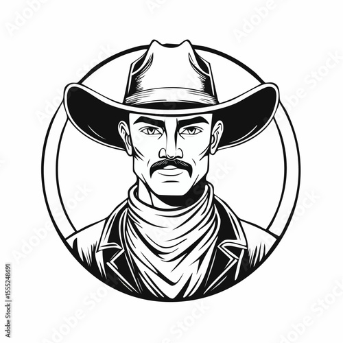 Cowboy Gun Image. Confident Cowboy Image Vector Isolated on white background.