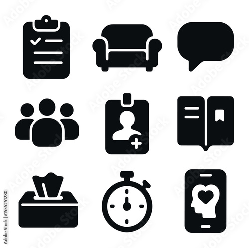 Volcanic Icon Set. Solid, filled icons set of volcanic and magma patterns: lava stream, crater mesh, magma
