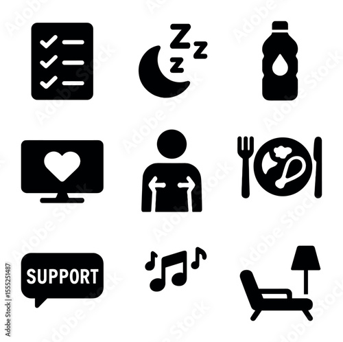 AI Expression Icons. Solid, filled icons set of AI expressions: happy bot, sad eye, angry face, surprised jaw,