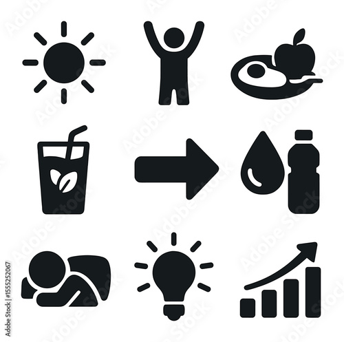 Inclusive Office Icons. Solid, filled icons set of inclusive office environments: wheelchair icon, accessible