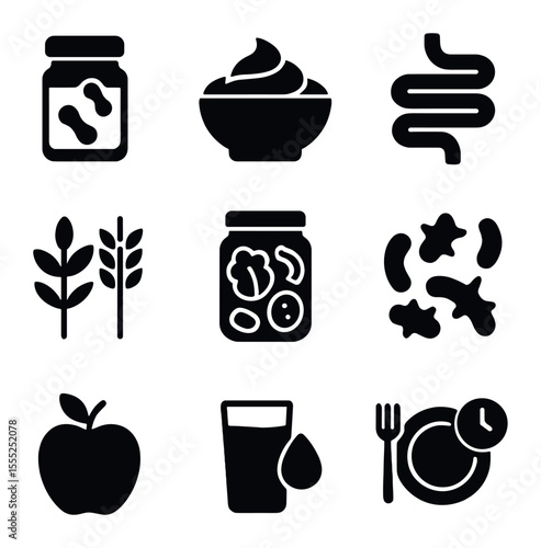 Age Diversity Icons. Solid, filled icons set of age diversity at work: senior employee, young worker, calendar