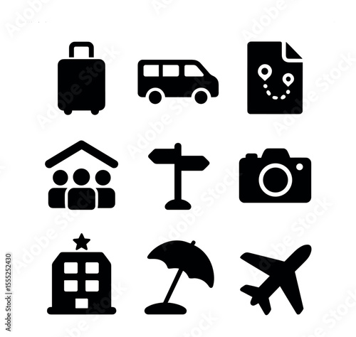 Sports Venue Icons. Solid, filled icons set of sports venue maps: stadium, arena, sports complex, skate park,