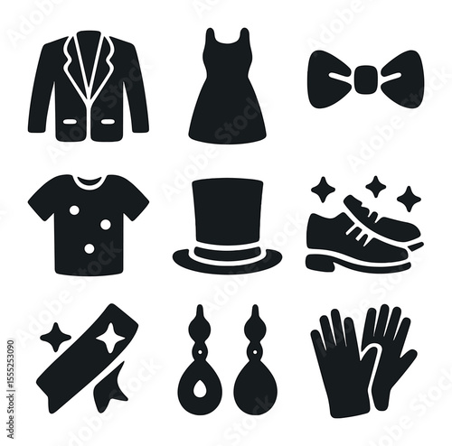 Employer Branding Icons. Solid, filled icons set of employer branding: brand flag, mission icon, team photo,