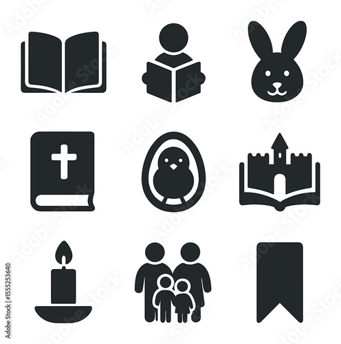 Newsletter Icon Set. Solid, filled icons set of newsletter signup for launch: email input field, paper plane